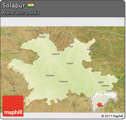 Physical 3D Map of Solapur, satellite outside