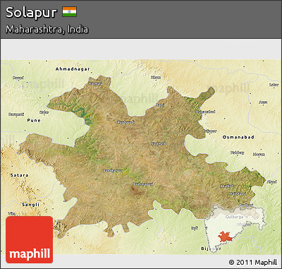 Satellite 3D Map of Solapur, physical outside