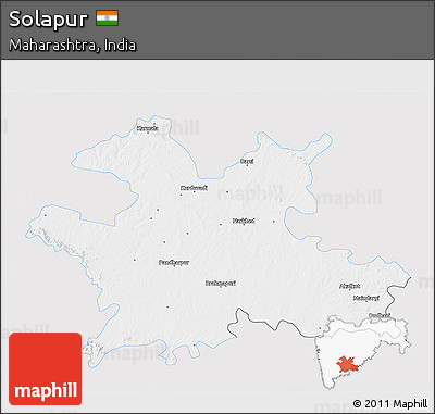 Silver Style 3D Map of Solapur, single color outside