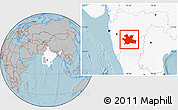 Gray Location Map of Solapur, highlighted country, hill shading