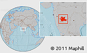 Gray Location Map of Solapur, hill shading