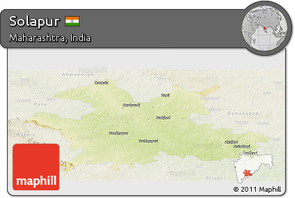Physical Panoramic Map of Solapur, lighten