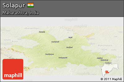 Physical Panoramic Map of Solapur, lighten