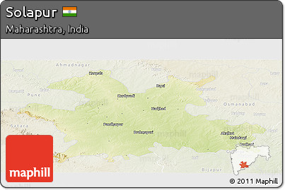 Physical Panoramic Map of Solapur, lighten