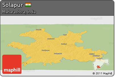 Savanna Style Panoramic Map of Solapur, single color outside