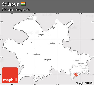 Silver Style Simple Map of Solapur, cropped outside