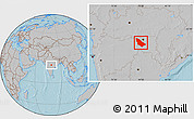Gray Location Map of Wardha, hill shading