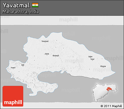 Gray 3D Map of Yavatmal, single color outside