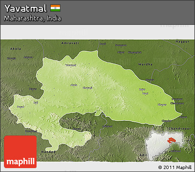 Physical 3D Map of Yavatmal, darken