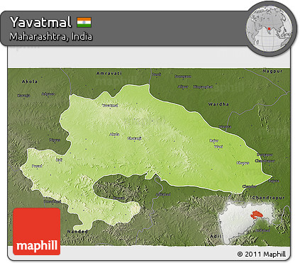 Physical 3D Map of Yavatmal, darken