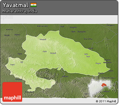 Physical 3D Map of Yavatmal, darken