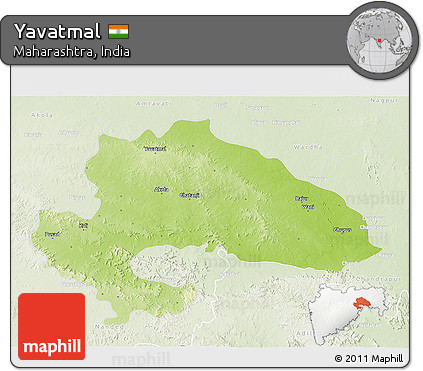 Physical 3D Map of Yavatmal, lighten