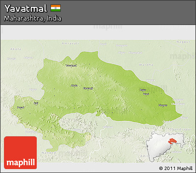 Physical 3D Map of Yavatmal, lighten