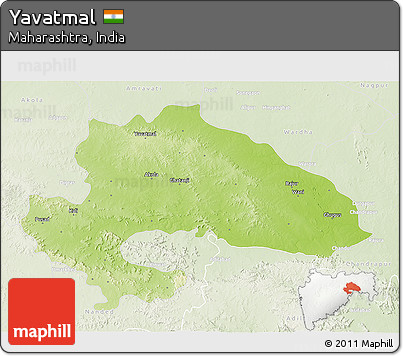 Physical 3D Map of Yavatmal, lighten