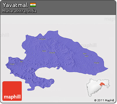 Political 3D Map of Yavatmal, cropped outside