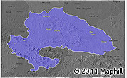 Political 3D Map of Yavatmal, darken, desaturated