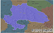 Political 3D Map of Yavatmal, darken, semi-desaturated