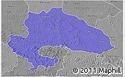 Political 3D Map of Yavatmal, desaturated