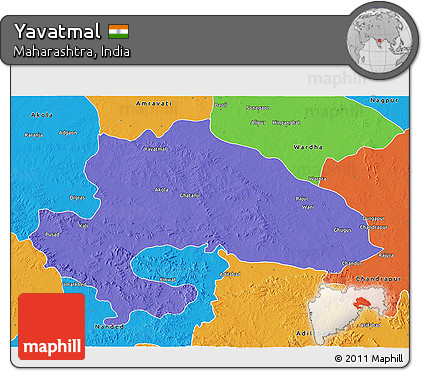 Political 3D Map of Yavatmal