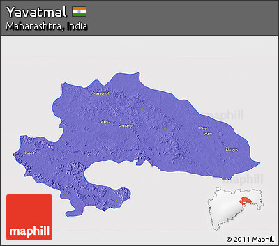 Political 3D Map of Yavatmal, single color outside