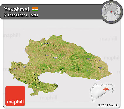 Satellite 3D Map of Yavatmal, cropped outside
