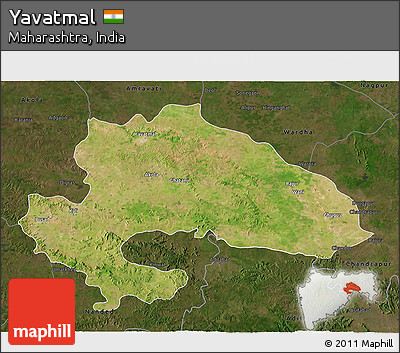 Satellite 3D Map of Yavatmal, darken