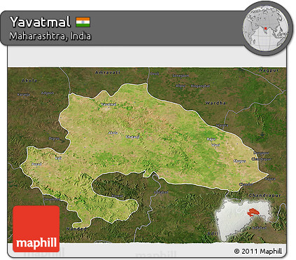 Satellite 3D Map of Yavatmal, darken