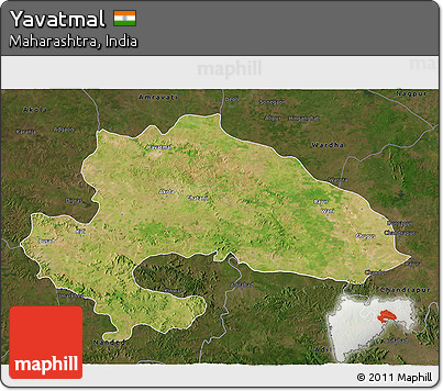 Satellite 3D Map of Yavatmal, darken