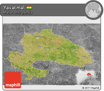 Satellite 3D Map of Yavatmal, desaturated