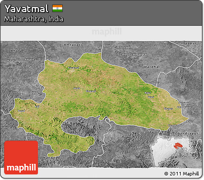 Satellite 3D Map of Yavatmal, desaturated