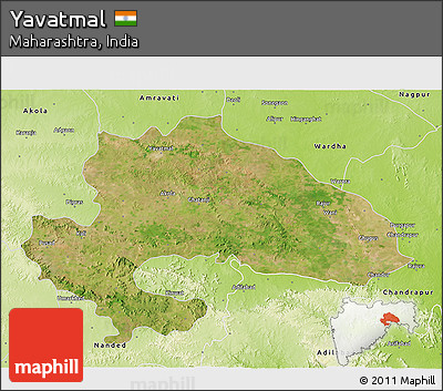 Satellite 3D Map of Yavatmal, physical outside