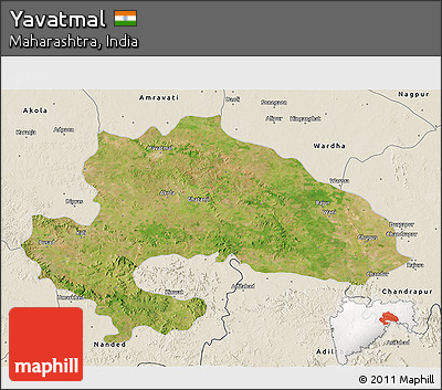 Satellite 3D Map of Yavatmal, shaded relief outside