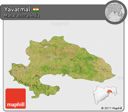 Satellite 3D Map of Yavatmal, single color outside