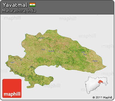 Satellite 3D Map of Yavatmal, single color outside