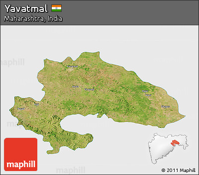 Satellite 3D Map of Yavatmal, single color outside