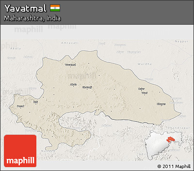 Shaded Relief 3D Map of Yavatmal, lighten