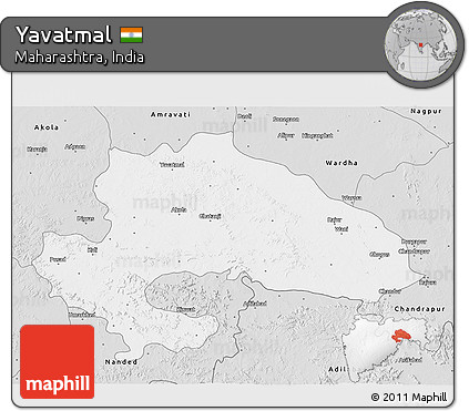Silver Style 3D Map of Yavatmal