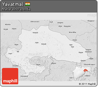 Silver Style 3D Map of Yavatmal