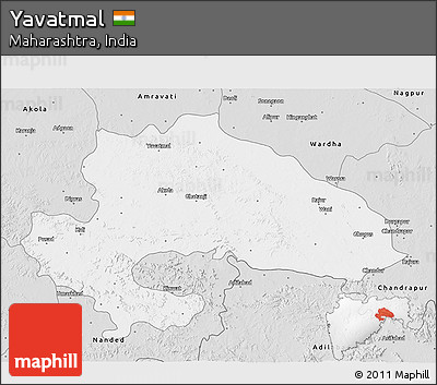Silver Style 3D Map of Yavatmal