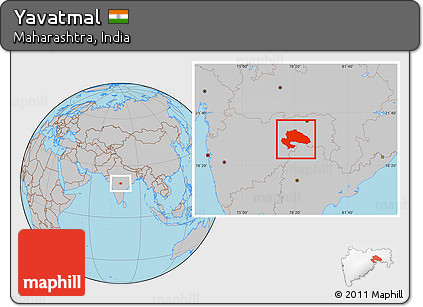 Gray Location Map of Yavatmal