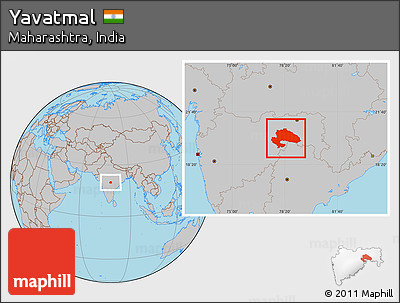 Gray Location Map of Yavatmal