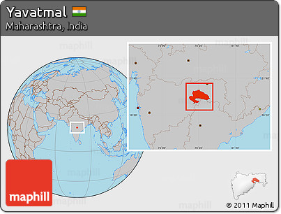 Gray Location Map of Yavatmal