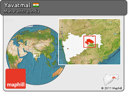 Satellite Location Map of Yavatmal, highlighted parent region
