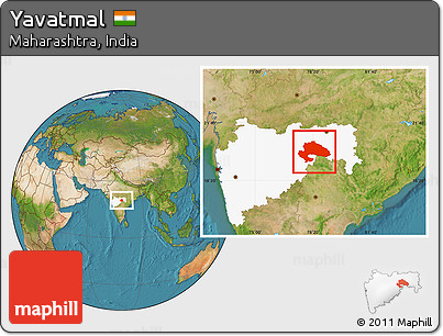 Satellite Location Map of Yavatmal, highlighted parent region