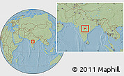 Savanna Style Location Map of Yavatmal, within the entire country, hill shading