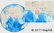 Shaded Relief Location Map of Yavatmal, within the entire country