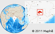 Shaded Relief Location Map of Yavatmal, highlighted country