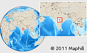 Shaded Relief Location Map of Yavatmal, highlighted parent region, within the entire country