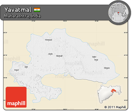 Classic Style Map of Yavatmal, single color outside