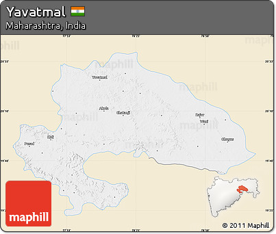Classic Style Map of Yavatmal, single color outside